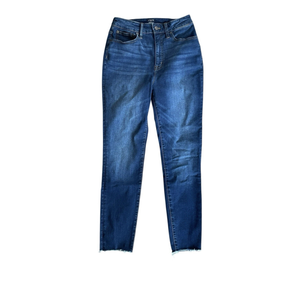 J. crew High Rise Skinny Dark Wash Raw Hem Denim Jeans Casual Comfortable Sz 27